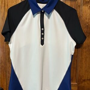 Cutter & Buck Women's Black, Blue, and White Button Down Shirt